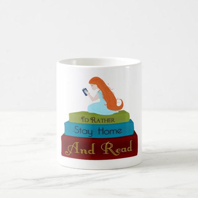 Caneca De Café Eu Preferencialmente ficar em casa e ler (Centro)
