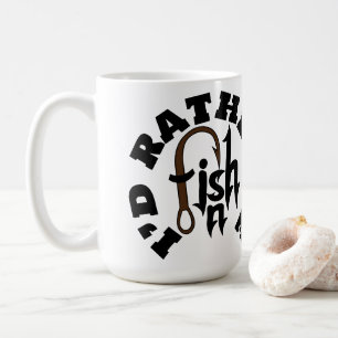 Caneca De Café Eu Preferiria Estar Pescando Personalizado NOME, C