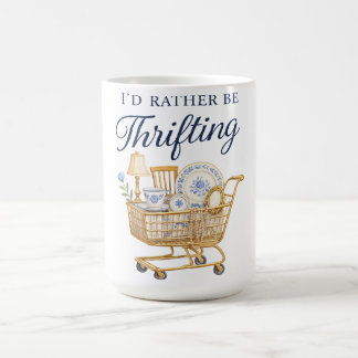 Caneca De Café Eu Preferiria Estar Procurando em Brechós Adesivo