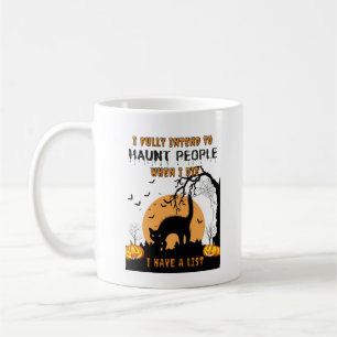 Caneca De Café Eu Pretendo Perseguir Pessoas - Dia de as Bruxas e