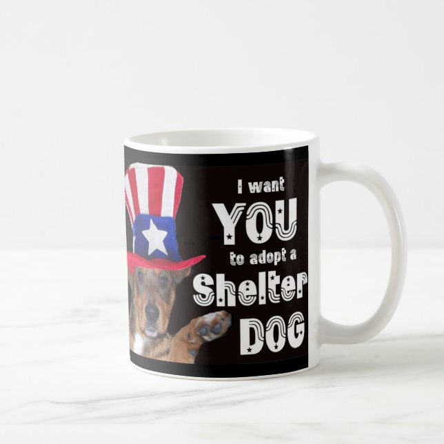 Caneca De Café Eu quero-o adotar um cão do abrigo (Direita)