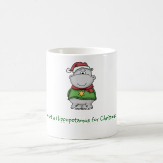 Caneca De Café Eu quero um Hippopotamus para o Natal - design do