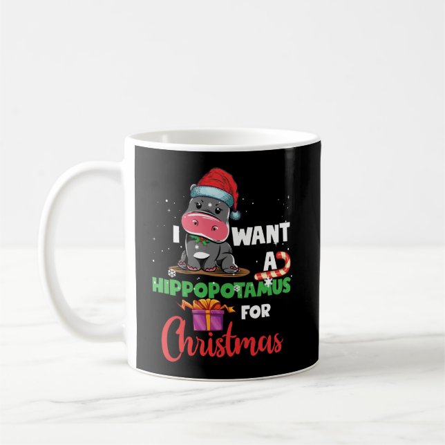 Caneca De Café Eu Quero Um Hippopotamus Para O Natal Hippo (Esquerda)
