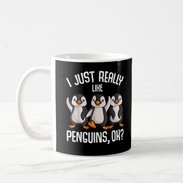 Caneca De Café Eu Realmente Gosto De Pinguins Crianças Meninas Mu (Esquerda)