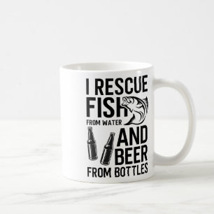 Caneca De Café Eu Resgato Peixes Da Água E Cerveja De Garrafas Fi