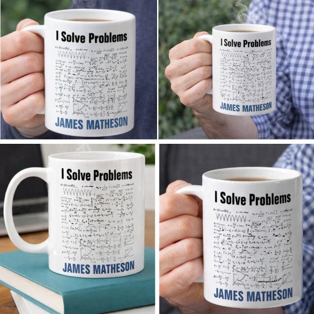 Caneca De Café Eu Resolvo Problemas Equações Matemáticas Divertid (I Solve Problems Funny Math Equations Personalized Coffee Mug)