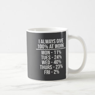 Caneca De Café Eu Sempre Dou 100% No Trabalho Citações Divertidas