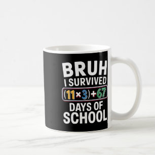 Caneca De Café Eu Sobrevivi 100 Dias na Escola Bruh Equação Matem