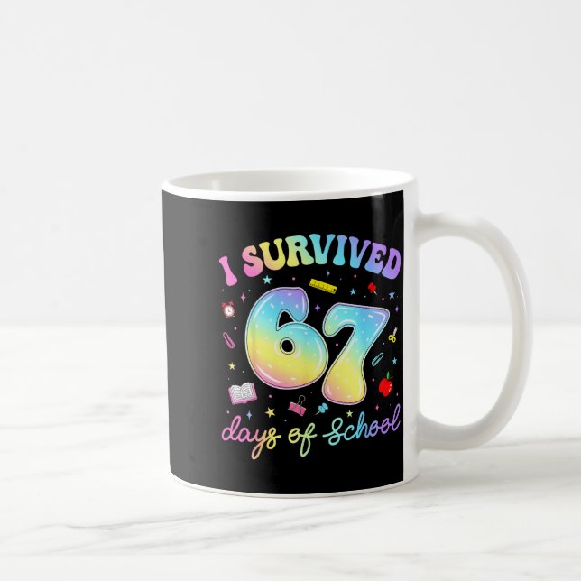 Caneca De Café Eu Sobrevivi 67 Dias De Escola Piada Meme Professo (Direita)