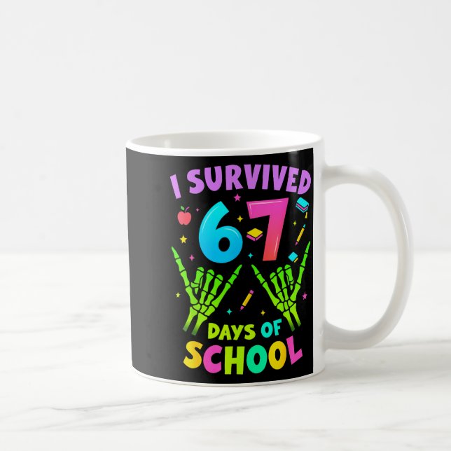 Caneca De Café Eu Sobrevivi 67 Dias De Professores Escolares Cria (Direita)