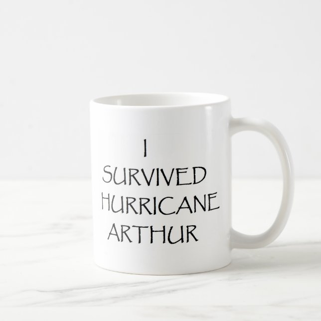 Caneca De Café Eu sobrevivi ao furacão Arthur (Direita)