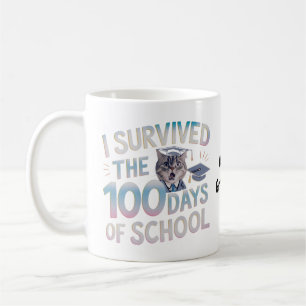 Caneca De Café Eu Sobrevivi aos 100 Dias de Escola - Celebre 100