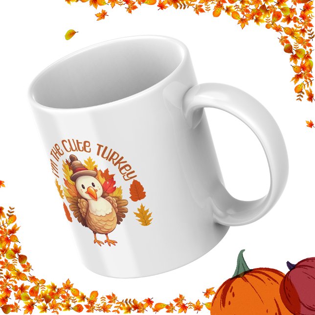 Caneca De Café Eu sou a "Cute Turkey Graças Autumn Leaves" (Criador carregado)