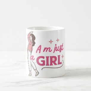 Caneca De Café "Eu sou apenas uma garota" Desenho Retro-Feminista