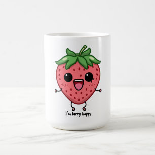 Caneca De Café Eu sou Berry Happy, fofinha, saltando morango kawa
