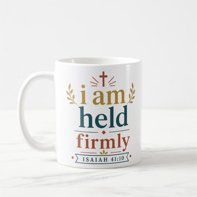 Caneca De Café Eu Sou Firmemente Segurado Citação de Versículo Bí (Esquerda)