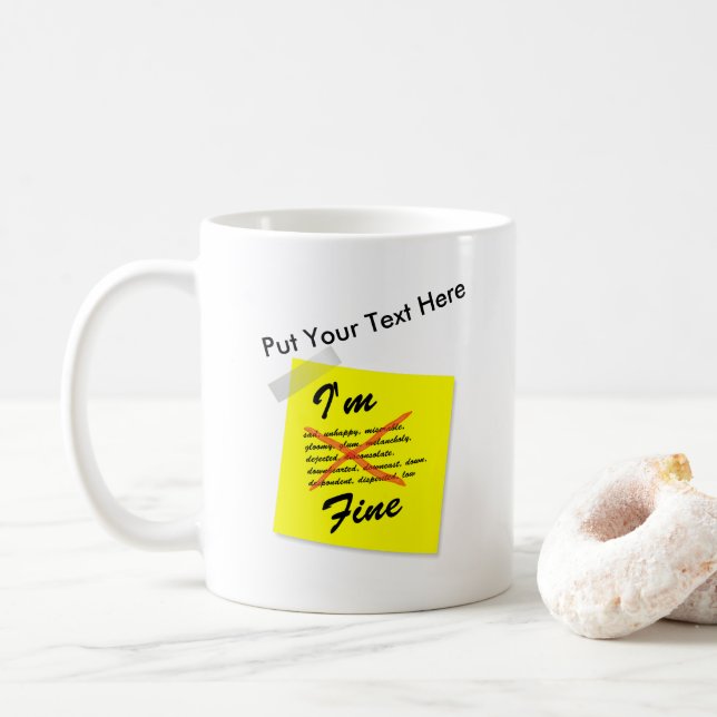 Caneca De Café Eu sou nota de post-it fina (Com Donut)