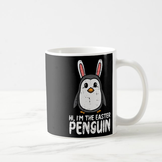 Caneca De Café Eu sou o pinguim da Páscoa orelhas de coelho fofas (Direita)