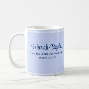 Caneca De Café Eu sou o Senhor que cura você Bíblia Verso Azul Cl