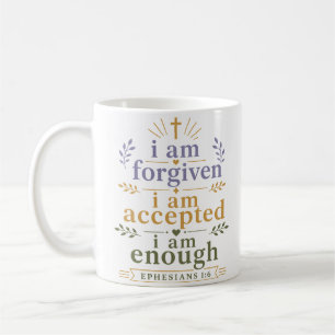 Caneca De Café Eu Sou Perdoado Aceito Suficiente Citação Bíblica