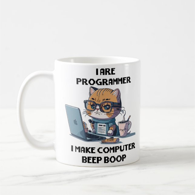 Caneca De Café Eu sou programador Cat Boop Cat Programmer (Esquerda)