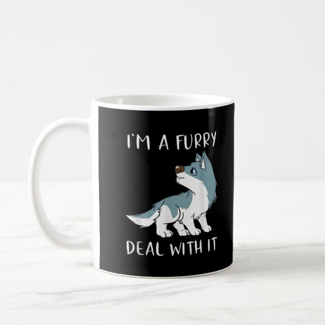 Caneca De Café Eu Sou Um Furries Lidar Com Isso Fandom Fofo De Fu (Esquerda)