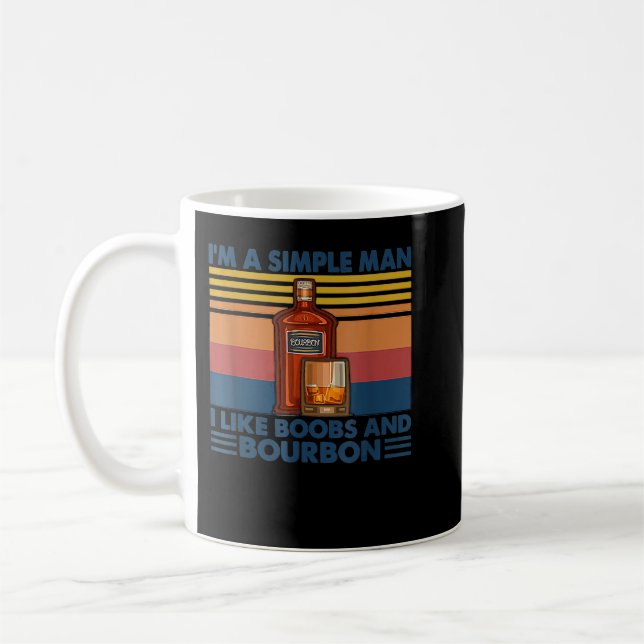 Caneca De Café Eu sou um homem simples Eu gosto de boobos e vinho (Esquerda)