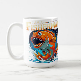 Caneca De Café Eu sou um pescador - Design de peixe grande e engr