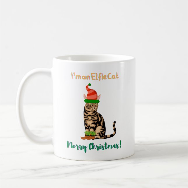 Caneca De Café Eu sou uma Elfie Cat Pata de Natal (Esquerda)