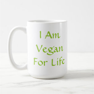 Caneca De Café Eu sou Vegan para a vida. Verde. Slogan. Costume