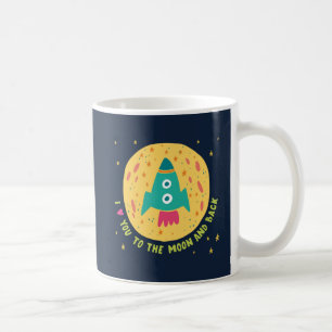 Caneca De Café Eu te amo à lua e ao Rocketship traseiro
