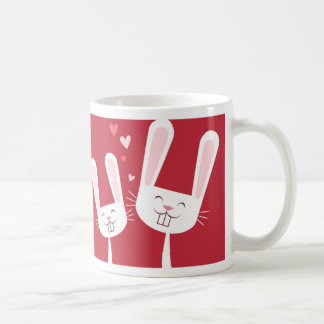 Caneca De Café Eu te amo coelhos e namorados dos corações