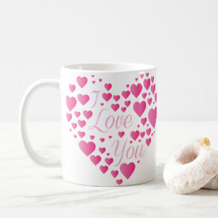 Caneca De Café Eu Te Amo Corações Rosa
