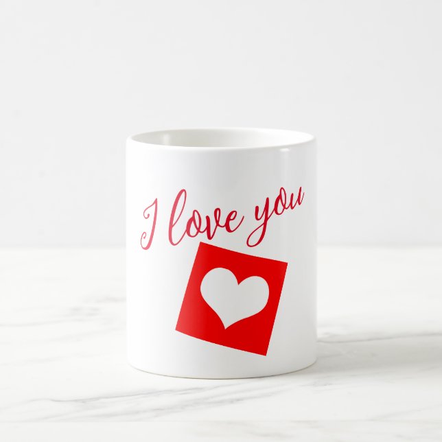 Caneca De Café Eu te amo corações vermelhos (Centro)