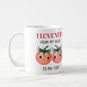 Caneca De Café Eu te amo da minha cabeça aos meus dedos tomates f