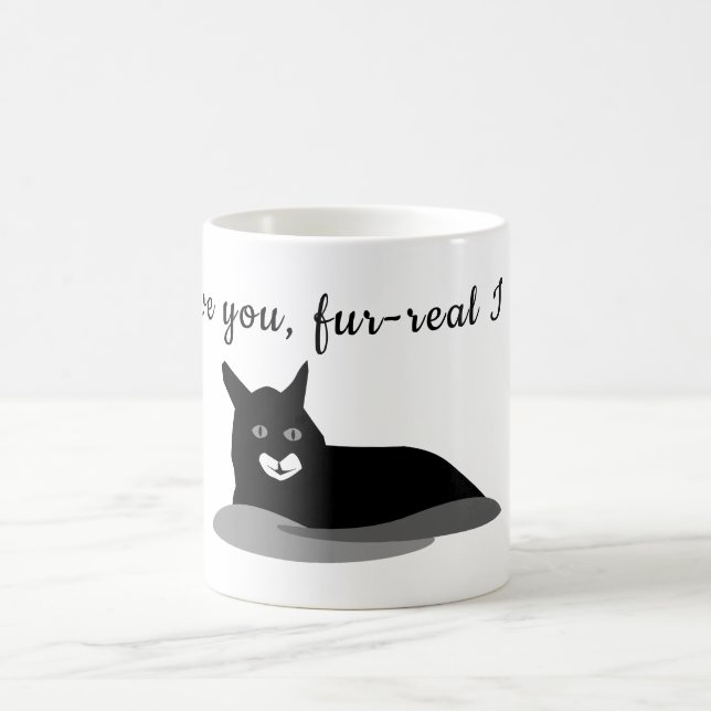 Caneca De Café Eu te amo de pele real | gatinho preto (Centro)