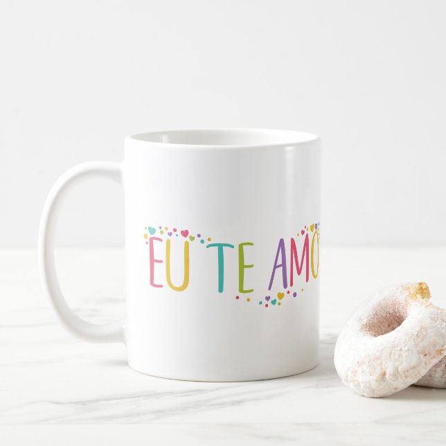 Caneca De Café Eu te amo em português eu o amo Coffee Mug (Com Donut)