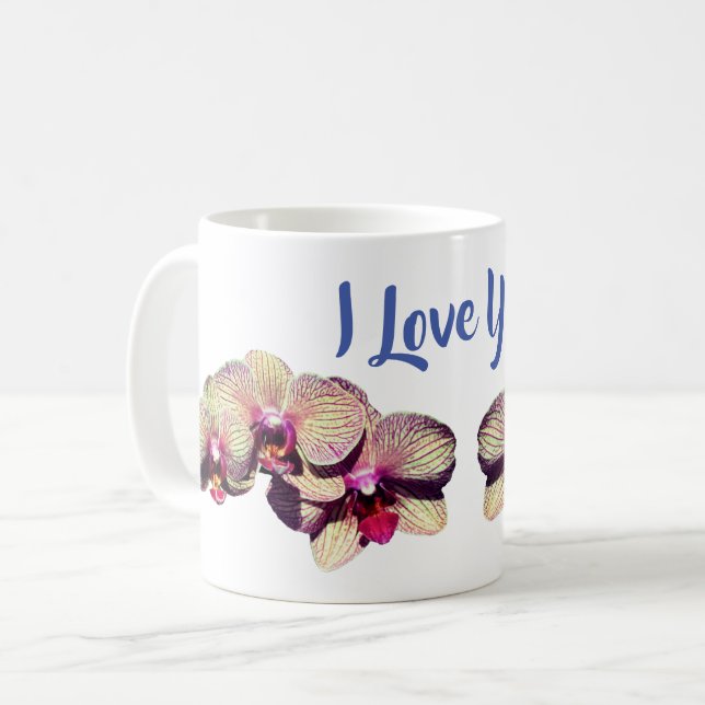 Caneca De Café Eu Te Amo Flor Orquídeo (Frente Esquerda)