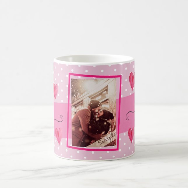 Caneca De Café "Eu te amo" foto do coração rosa (Centro)