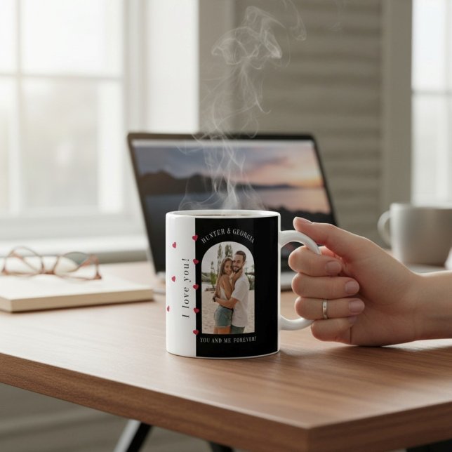 Caneca De Café Eu te amo! Foto moderna dos namorados na moda (Criador carregado)