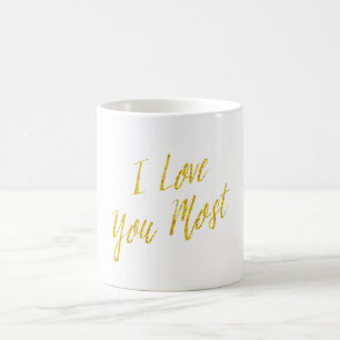 Caneca De Café Eu Te Amo Mais, Citando O Dourado Faux Glitter Met
