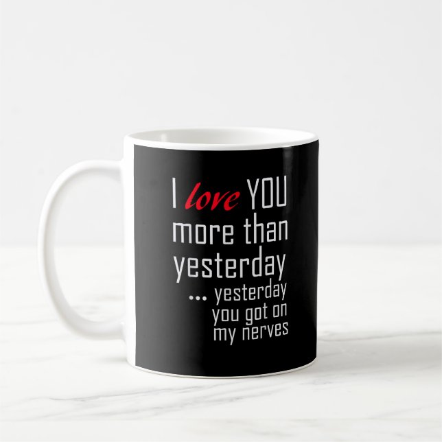 Caneca De Café Eu Te Amo Mais Do Que Ontem Design Romântico  (Esquerda)