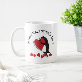 Caneca De Café Eu Te Amo Mais! Namorados Penguin Red Heart