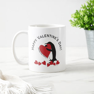 Caneca De Café Eu Te Amo Mais! Pinguim Coração Vermelho Dia dos N