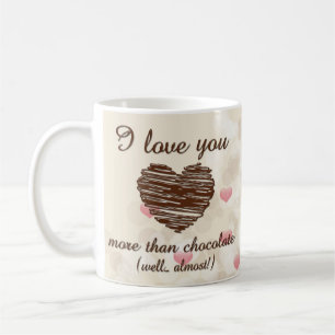 Caneca De Café Eu te amo mais que corações cor-de-rosa chocolate
