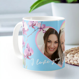 Caneca De Café Eu Te Amo Mamãe Orquídea Azul Bebê Coração Foto