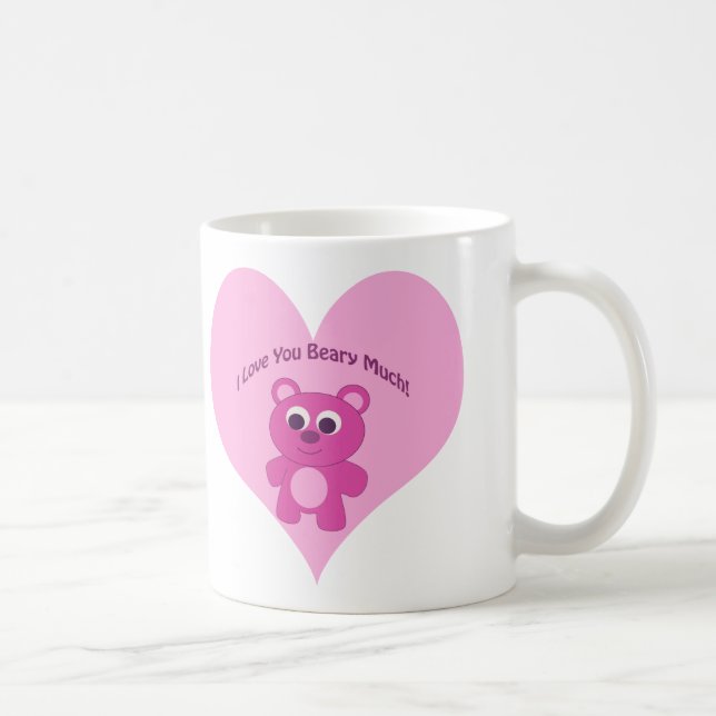 Caneca De Café Eu Te Amo Muito! Urso Rosa (Direita)