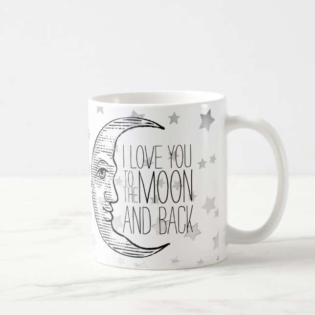 Caneca De Café "Eu te amo na lua e atrás" Mug (Direita)
