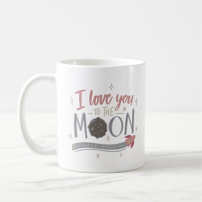 Caneca De Café eu te amo na lua e de volta (Esquerda)