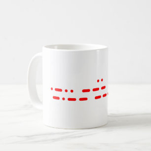 Caneca De Café "Eu te amo" no Código da Morse Vermelha